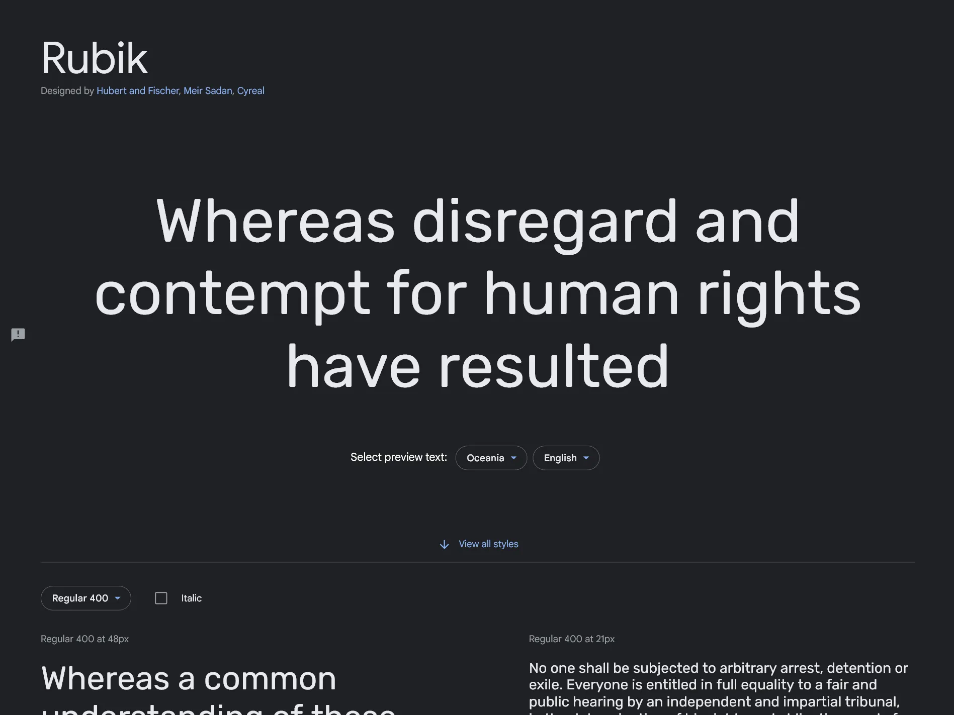 The Rubik font, displayed on Google Fonts